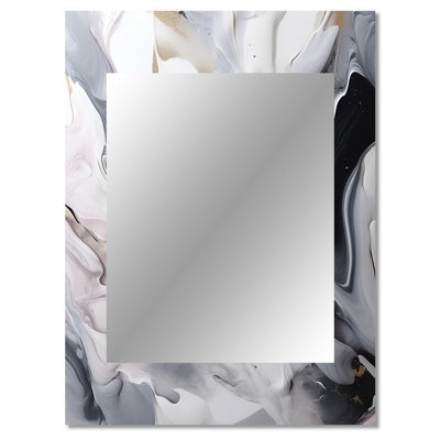 White And Grey Captivating Marble II - Marble Decorative Wall Mirror, Modern Mirror, Printed Metal Art