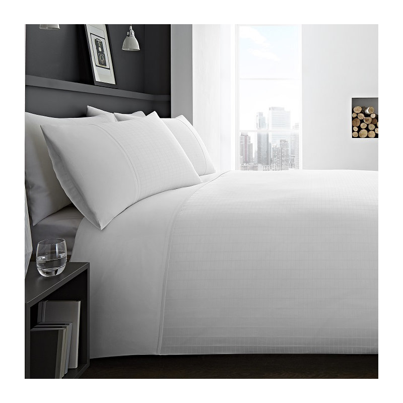 Cotton Blend Solid Colour Duvet Cover Set with Pillowcases, White, Super King - 2 Standard Pillowcases