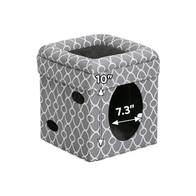 MidWest Homes For Pets Cat Cube Cozy Cat House, Cat Condo in Fashionable Gray Geo Print