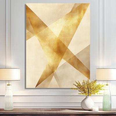 Golden Intersection - Abstrait moderne transitionnel en métal, impression sur métal moderne