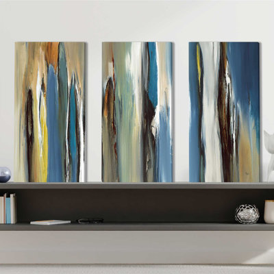 Fields of Blue - ensemble de 3 reproductions d'art sur toile tendue