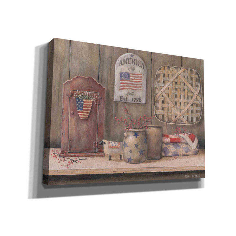 «America Est. «1776» par Pam Britton, art mural sur toile, H 12 po x l 16 po x P 0,75 po