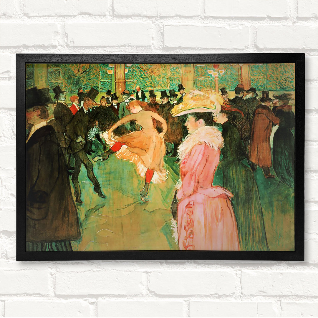 At The Moulin Rouge von Henri De Toulouse-Lautrec - Geschlossener Eckrahmen Kunstdrucke auf Holz