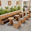 Banc rembourré en similicuir pour restaurant