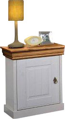 51 cm W Solid Wood Bedside Table, White waxed and honey