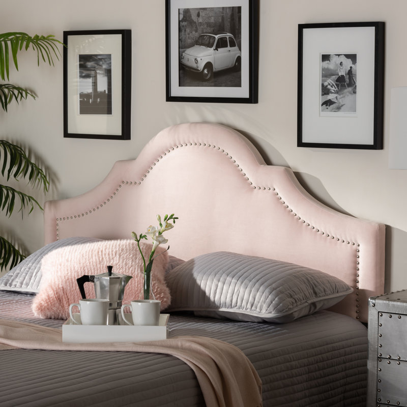 Tête de lit tapissier à panneau Michelly, Simple, Rose clair