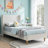 Janine Corduroy Upholstered Wingback Bed with Slat Kit and Solid and Manufactured Wood Frame-749801283-749801282