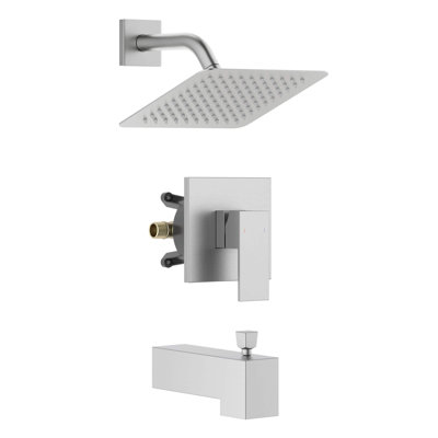 Cube Single Function Pressure Balanced Complete Shower Faucet Set with Tub Spout