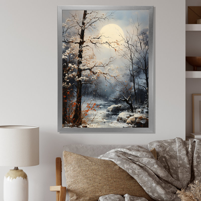 Moonlit Shadows In Winter sur toile, Cadre photo argenté, H 32 po x l 24 po x P 1 po