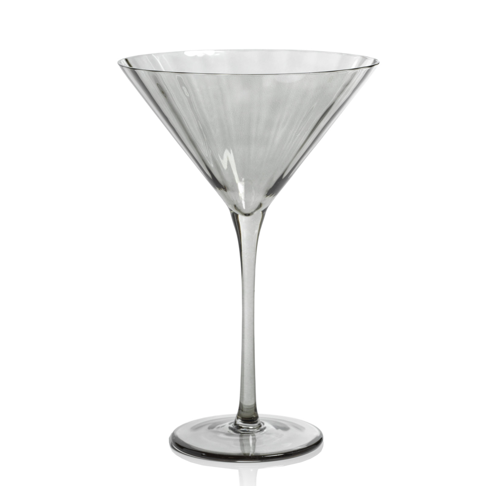 Boulder Ribbed Martini Glass, Smoke
