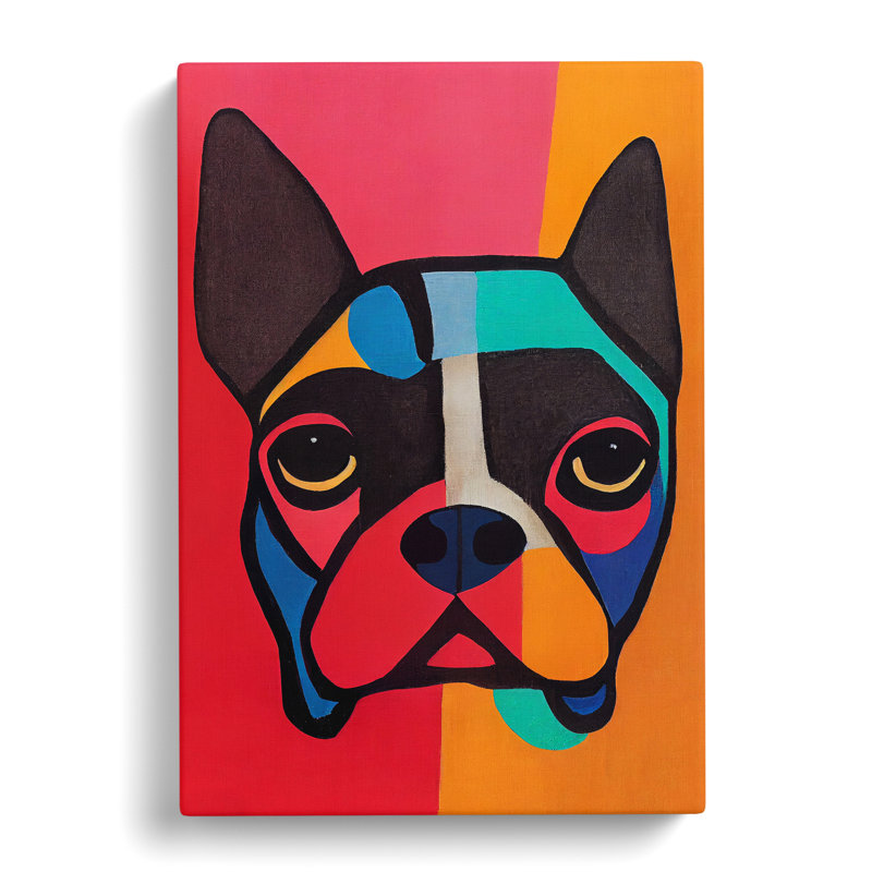 Pug Dog Abstract - Wall Art, 60cm H x 40cm W, Wrapped Canvas
