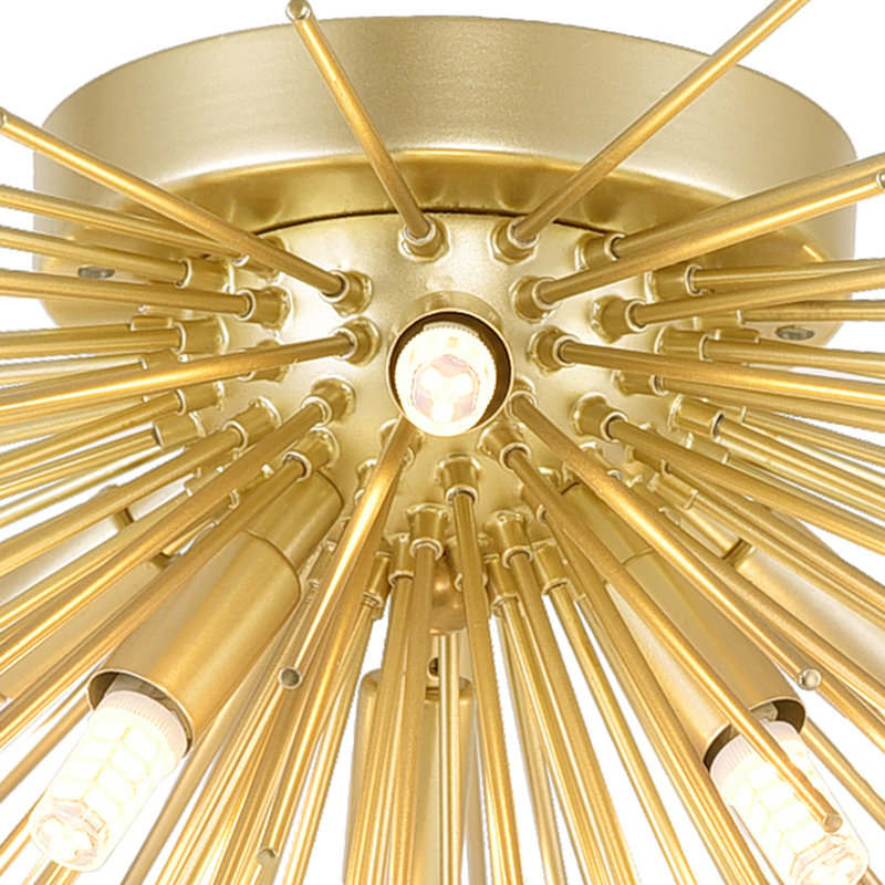 Plafonnier encastré 6 lumières - 20 po de diamètre, finition feuille d'or - idéal pour le salon, la salle à manger, la chambre à coucher, le couloir