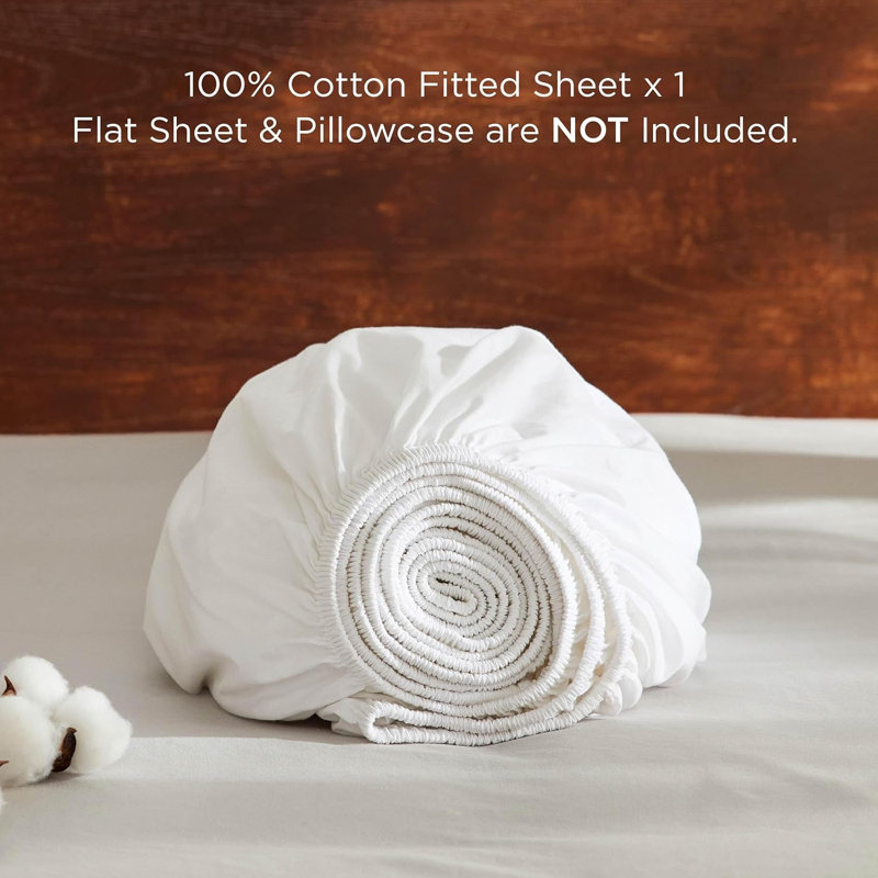 Drap-housse en coton, Drap-housse de taille double, Blanc pur