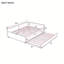 Lit plateforme tapissier pleine grandeur beige avec ports de chargement USB et lit gigogne simple