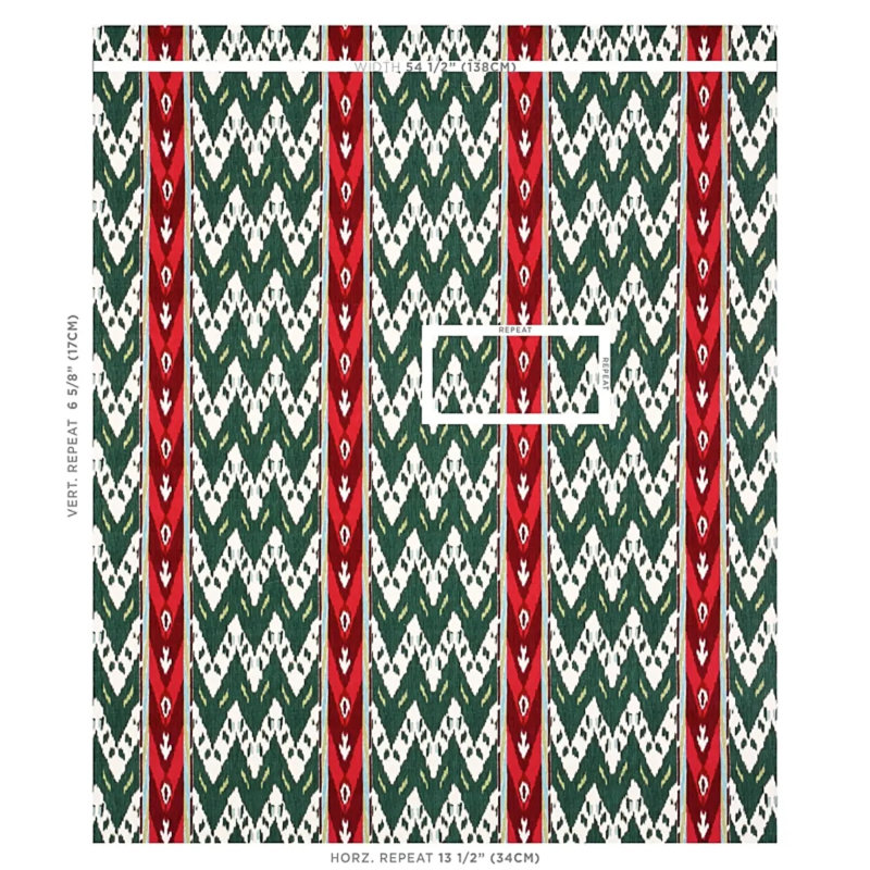 Tissu en velours Samar Ikat, Vert