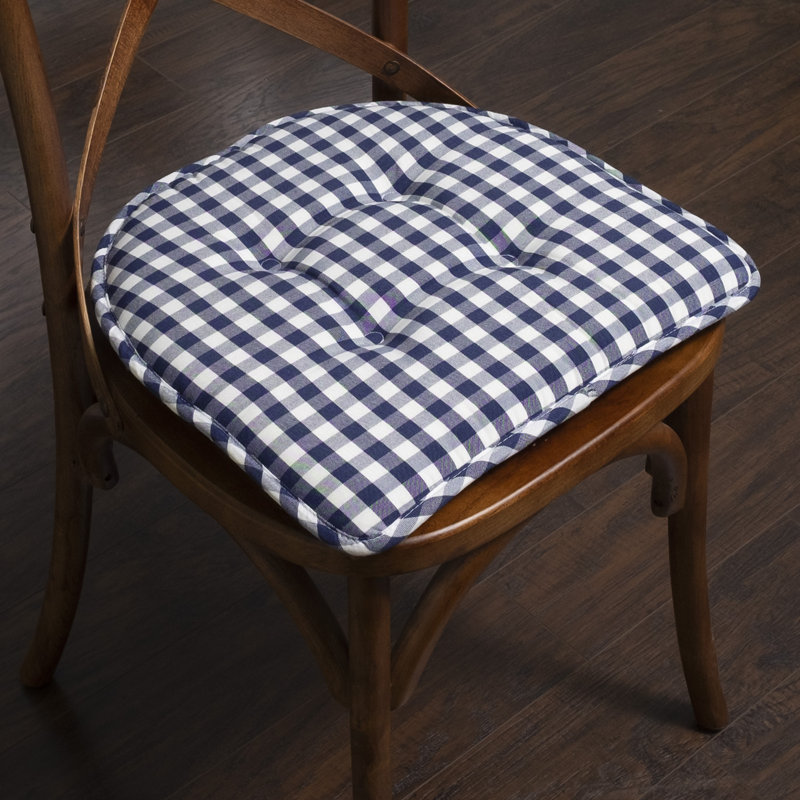 Buffalo Pattern Non-Slip Indoor Chair Pad Cushion, Navy/White, 4-Pack