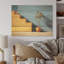 Jaune et bleu, minimalisme harmonieux, art mural sur bois de pin naturel-1768901343
