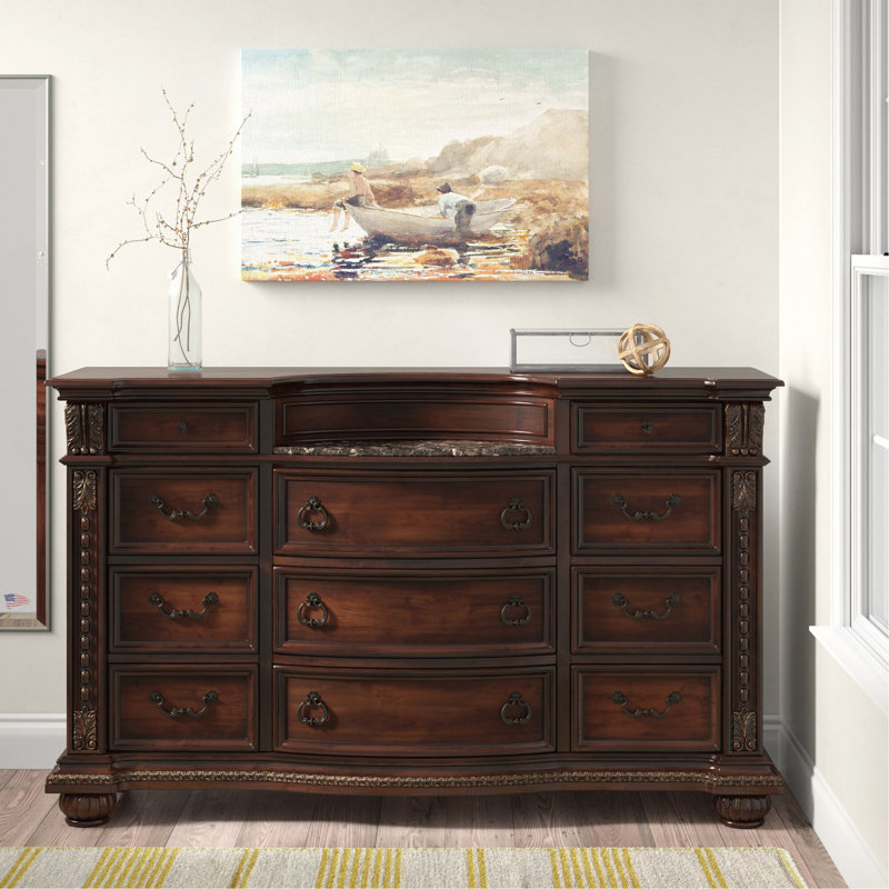 Commode de chambre à coucher en placage de bois, style traditionnel cerisier