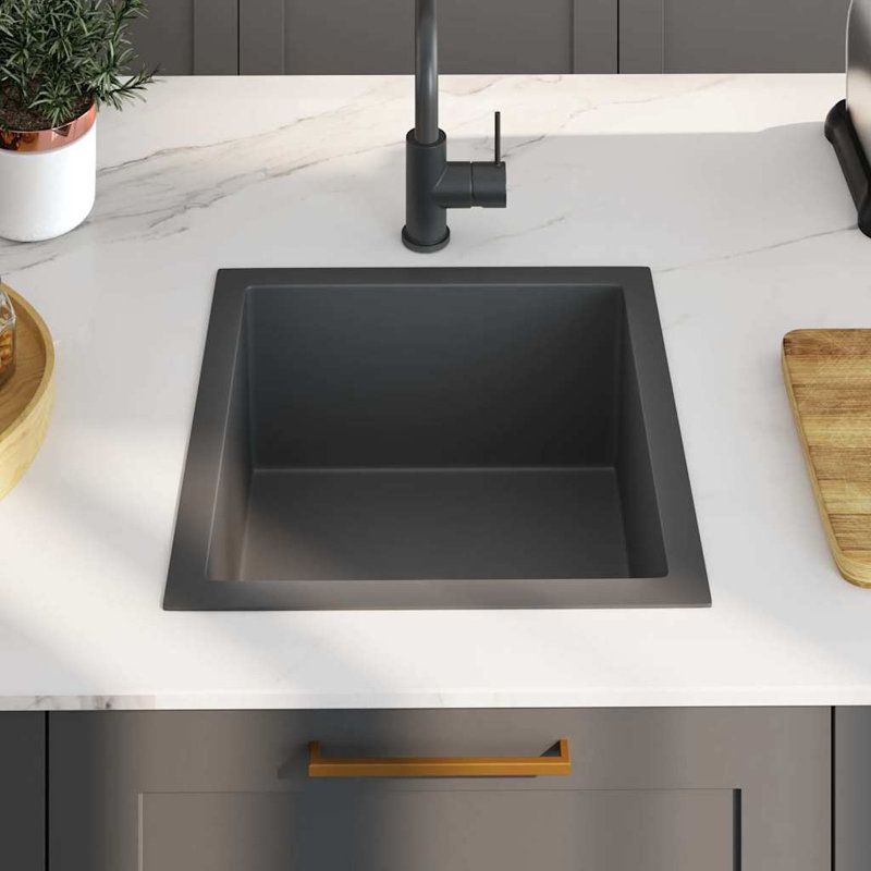 Évier de cuisine encastrable avec égouttoir en acier inoxydable VidaXL, Noir