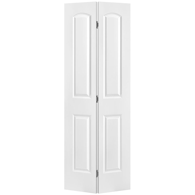Paneled Manufactured Wood Primed Roman Top Smooth Interior Bi-Fold Door - 30 x 80, 30" x 80"
