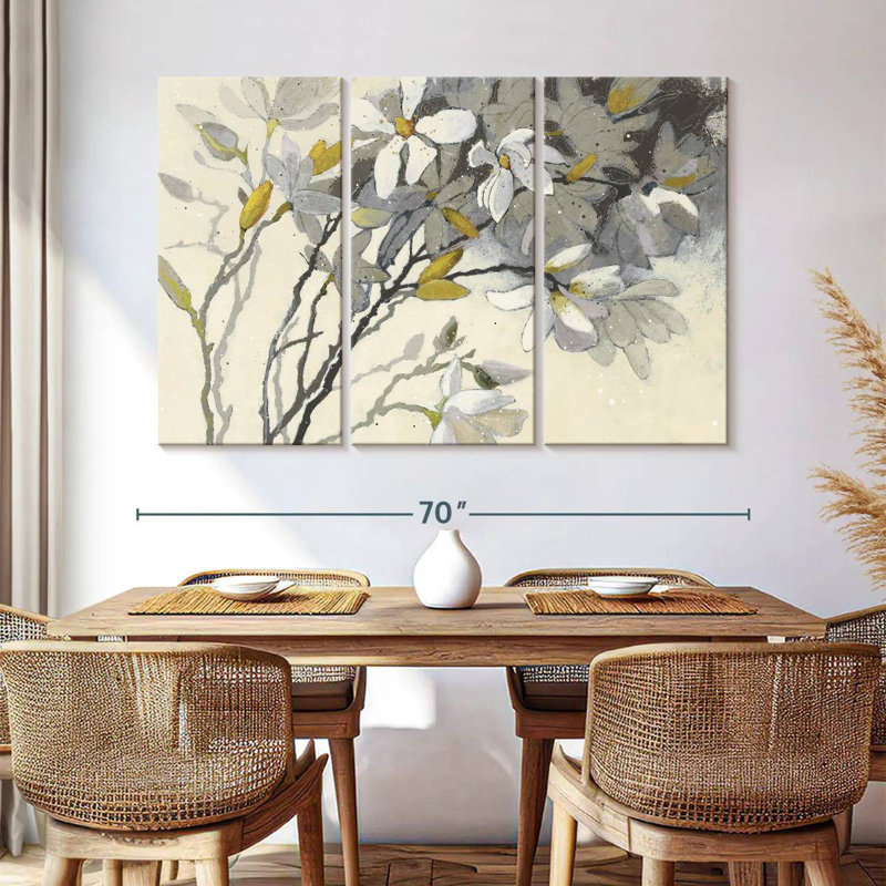 Harnek Magnolias Yellow Gray, 24" H x 38" W