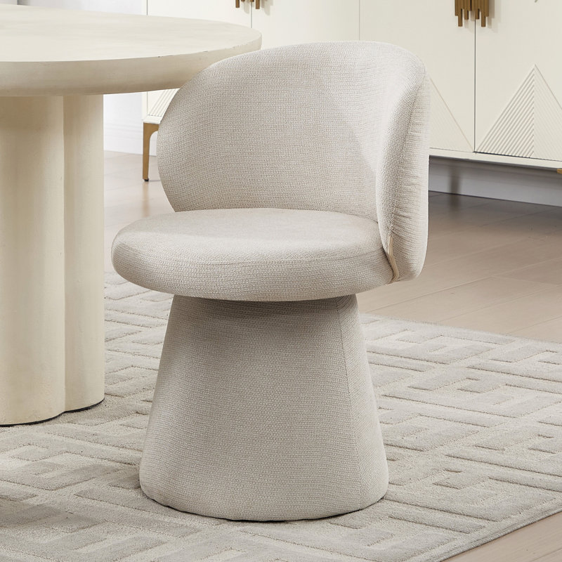 Chaise de salle à manger pivotante rembourrée avec dossier (ensemble de 2), 2, Beige