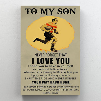 «Rugby To My Son Love Dad», impression sur toile