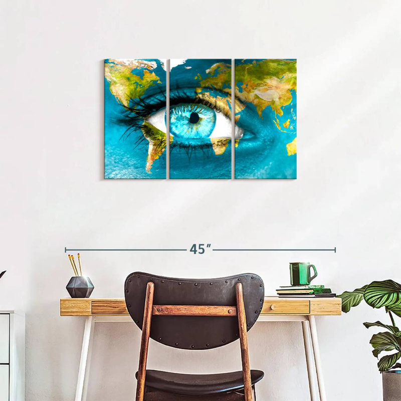 «Earth Eye Map», reproduction d'art sur toile, H 20 po x l 33 po x P 1,25 po