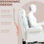 Fauteuil ergonomique en cuir PU blanc, pivotant inclinable avec repose-pieds, confort réglable