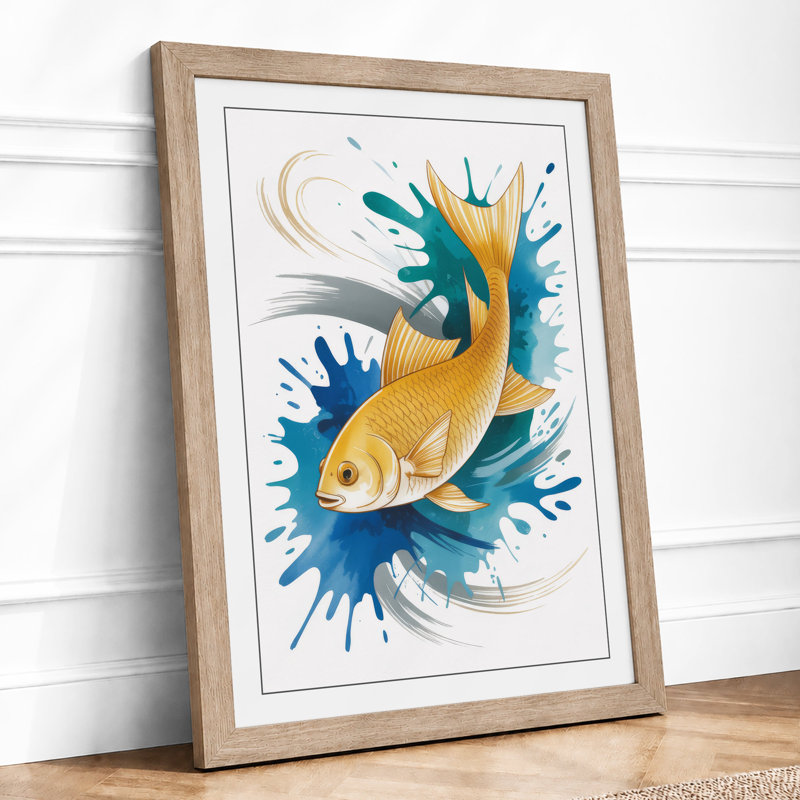 Leaping Fish Modern 1 Piece Single Picture Frame Wall Art, A2 - 59.4 x 42.0 cm, Oak