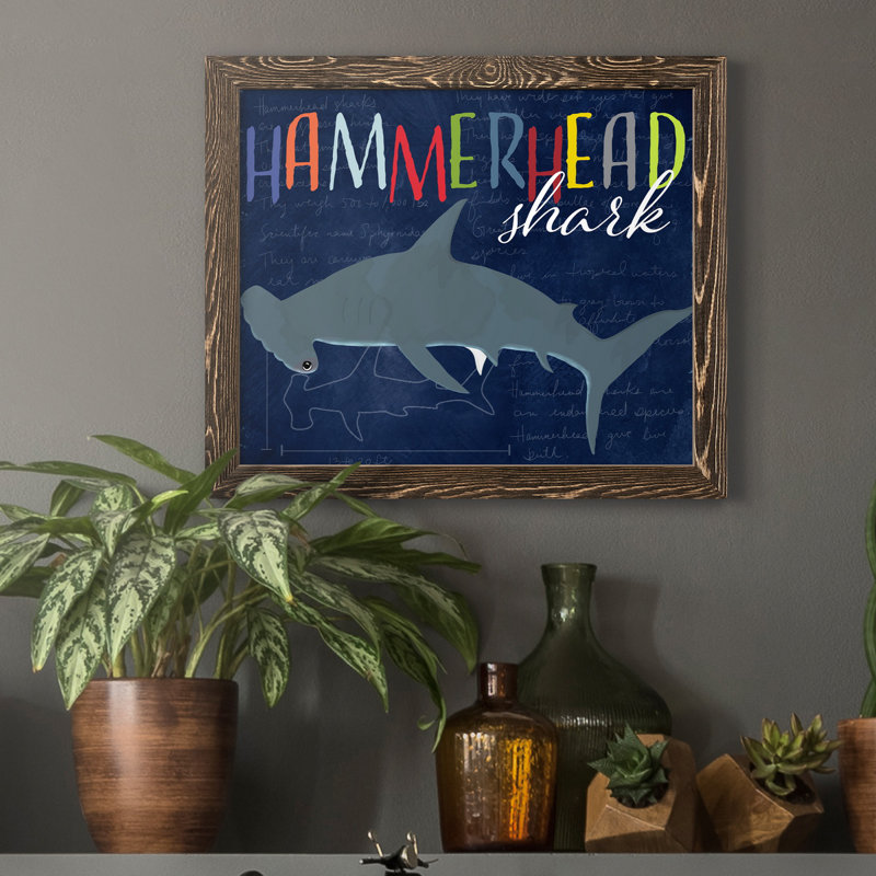 " Hammerhead Shark " Painting Print, Walnut, 20" H x 17" W x 1.5" D