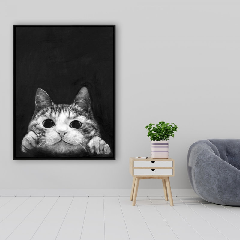 Curious Cat Print On Canvas