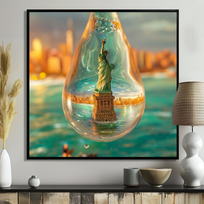 Statue de la Liberté, réflexion dans une gouttelette d'eau - salon d'art mural New York City