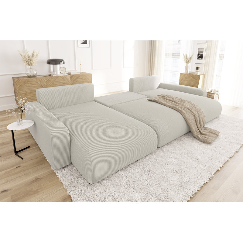 Emma 6 Seater Corduroy Sofa Bed, Beige