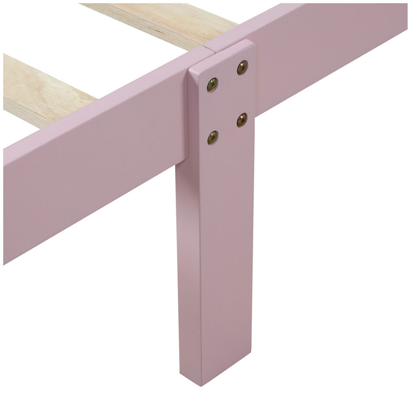 Sommier en bois avec sommier et base de lit, Rose
