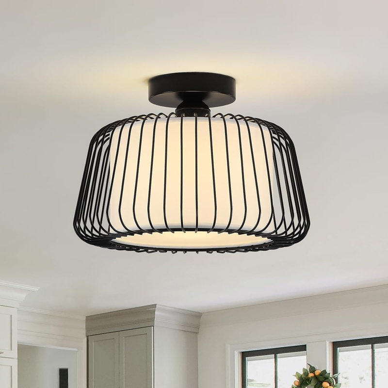 Plafonnier semi-encastré, plafonnier cylindrique avec abat-jour en métal, plafonniers modernes près de 12,2 po pour la chambre à coucher, la cuisine, le couloir et le vestibule