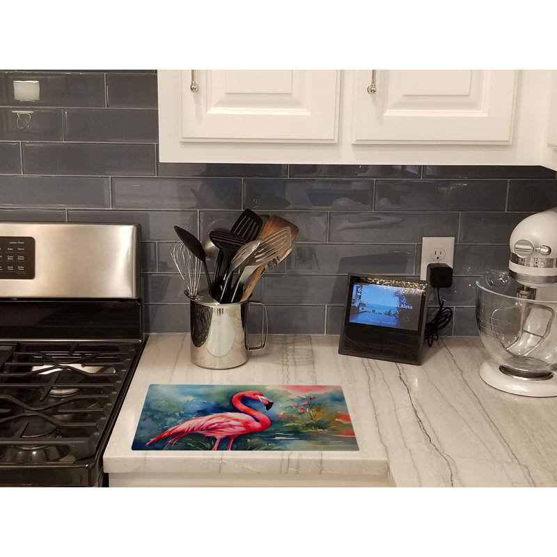 Flamingo Glass Cutting Board Large