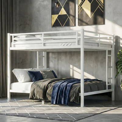 Queen Over Queen Bunk Bed, Heavy Duty Metal Bunk Bed Frame for Adults, Noise-Reduced, Easy Assembly