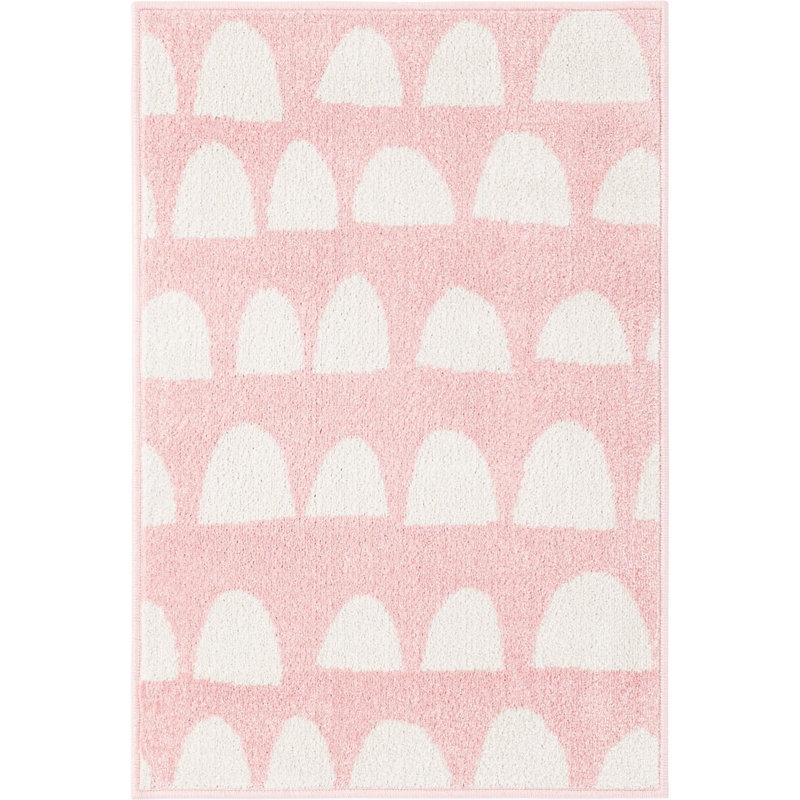  Tapis pour enfant Hillow Whimsy, Rose/Blanc, Rectangle 2 pi 2 po x 3 pi 1 po
