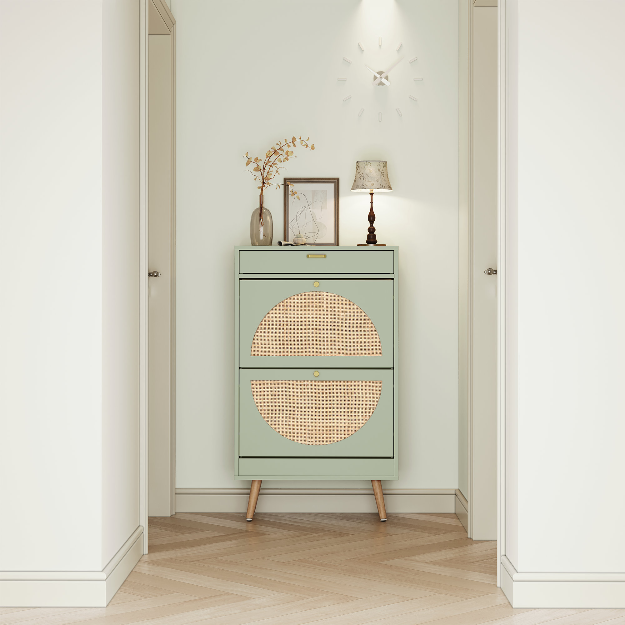 Bay Isle Home™ Cerina Boho Natural Rattan Shoe Storage Cabinet & Reviews | Wayfair