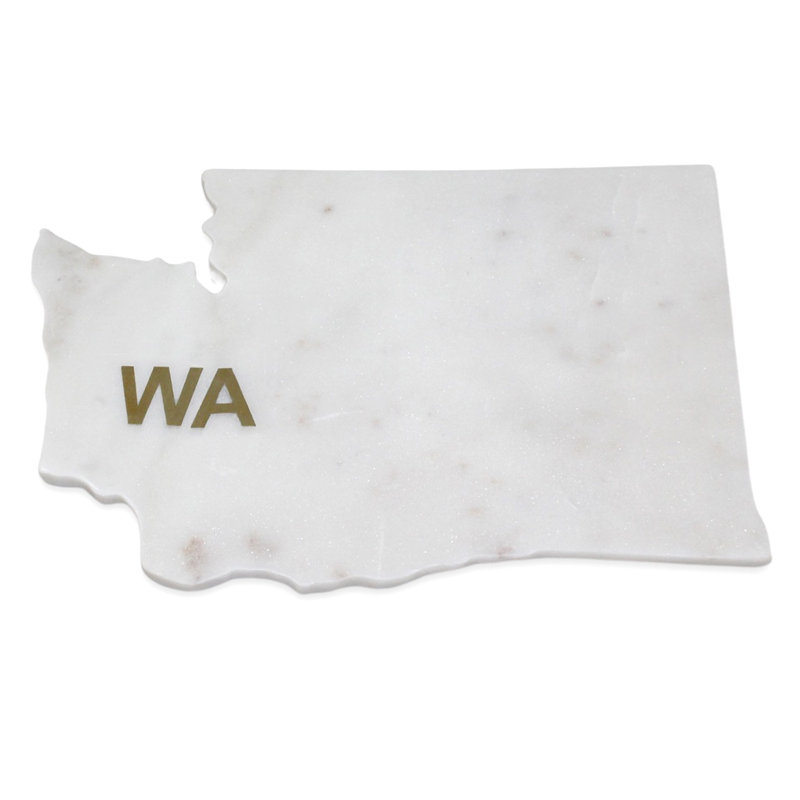 Planche à découper «Washington» en marbre poli Lg avec abréviation State Brass