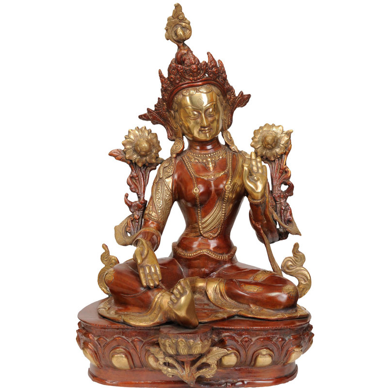 Statue Tara divinité bouddhiste tibétaine, Chola rouge