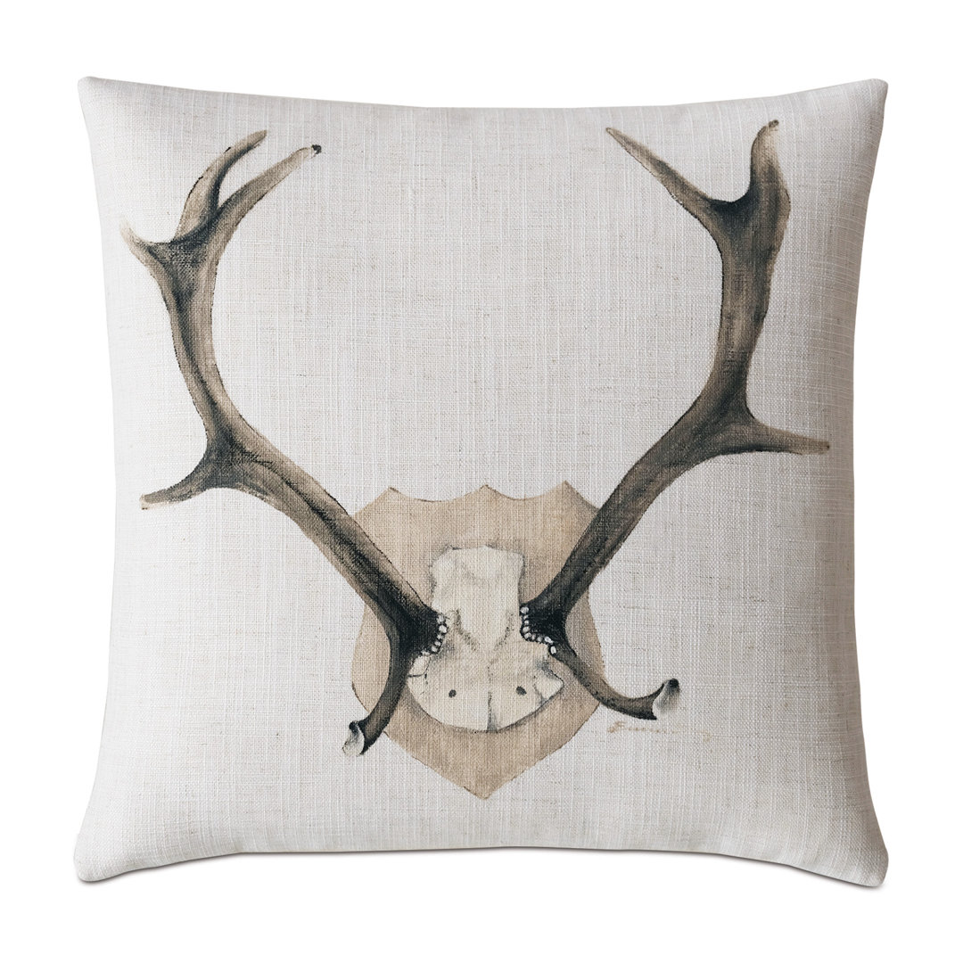 Bellingham Antlers Hand Painted Throw Pillow Cover & Insert Eastern Accents