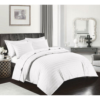 Byrde Satin Striped Duvet Cover Set with Pillowcases