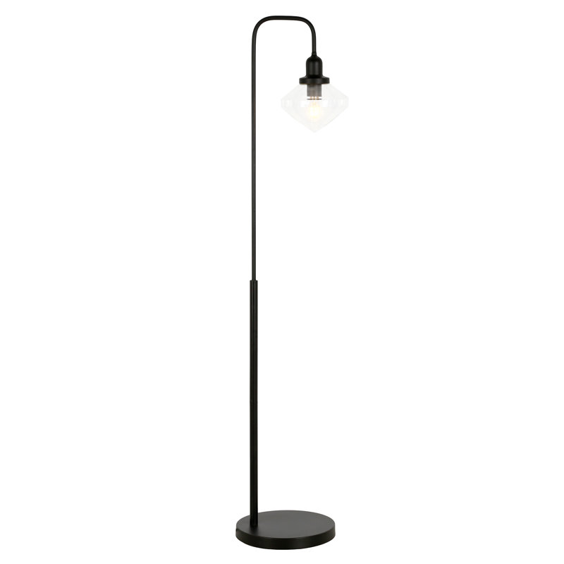 Chareen 62'' Arched Floor Lamp, Blackened Bronze, Clear