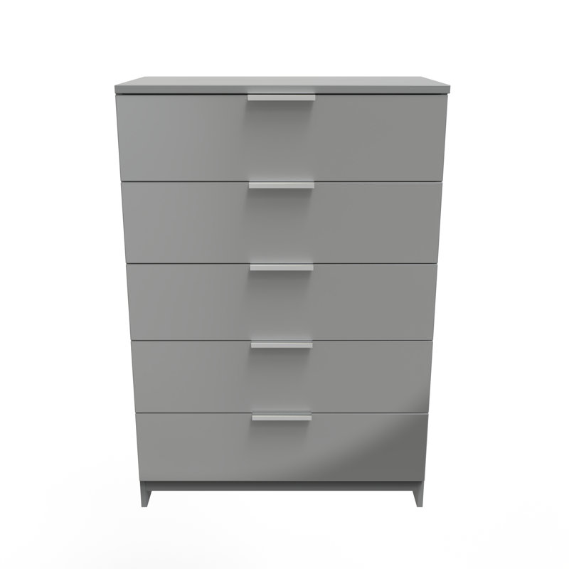 Fully Assembled Agel 5 - Drawer Chest of Drawers, Uniform Grey/Dusk Grey