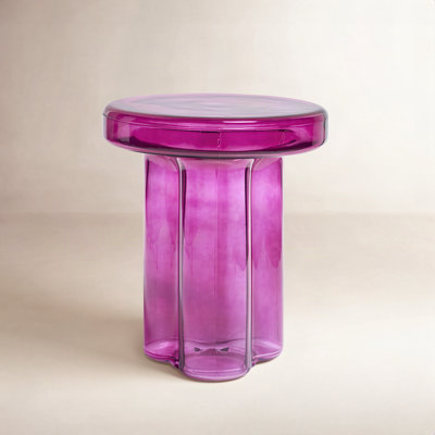 Halvorsen Kober Glass Pedestal End Table