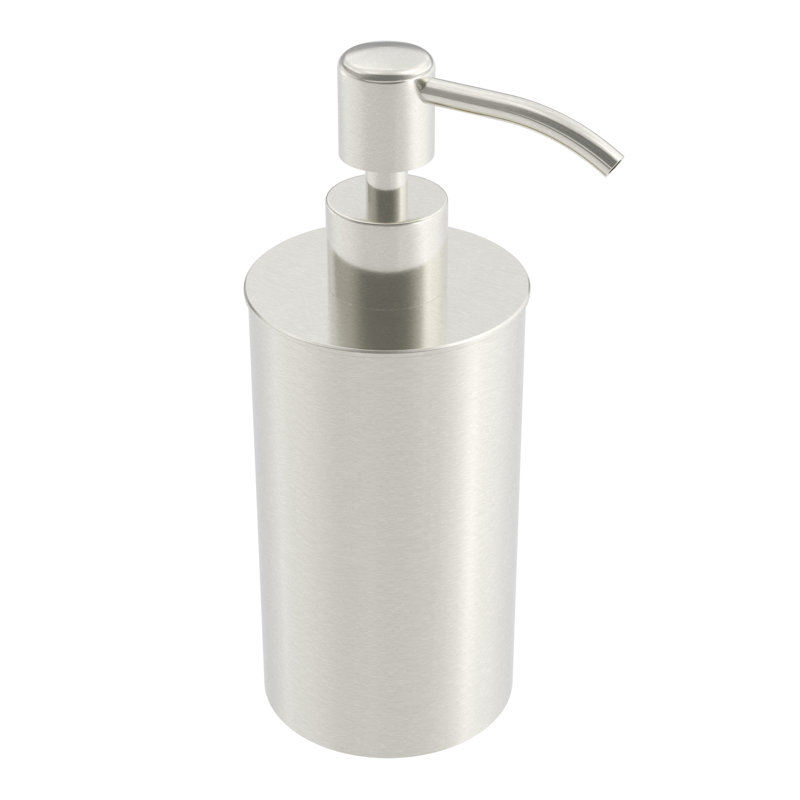 Distributeur de savon autoportant 220 ml - Nickel brossé, fabrication en laiton de qualité supérieure, Nickel brossé