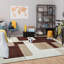 Viva Brown & Beige Printed Area Rug - Warm Modern Color Block Area Rug-700134234
