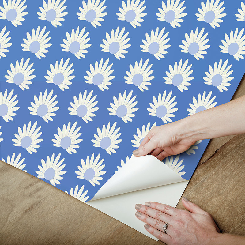 Fleur Floral Vinyl Peel & Stick Wallpaper Double Roll, Azure